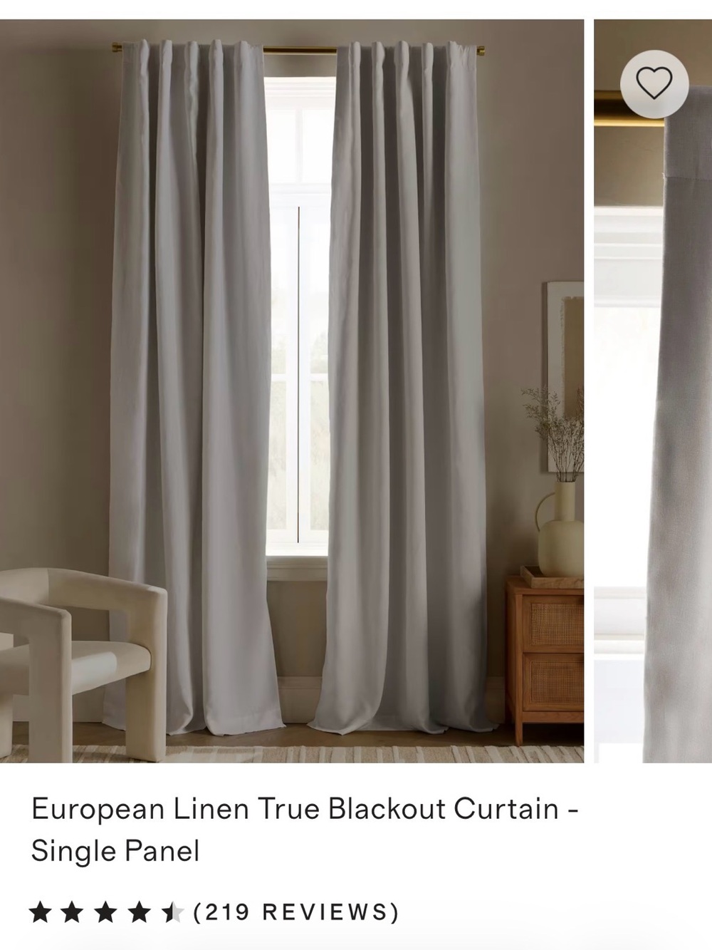 Set of 2 NEW Quince European Linen True Blackout Curtains in White w flaws